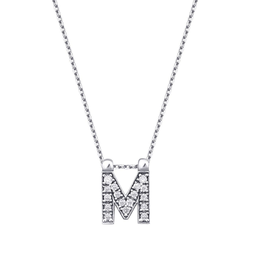 0.08 Carat Diamond M Letter Necklace