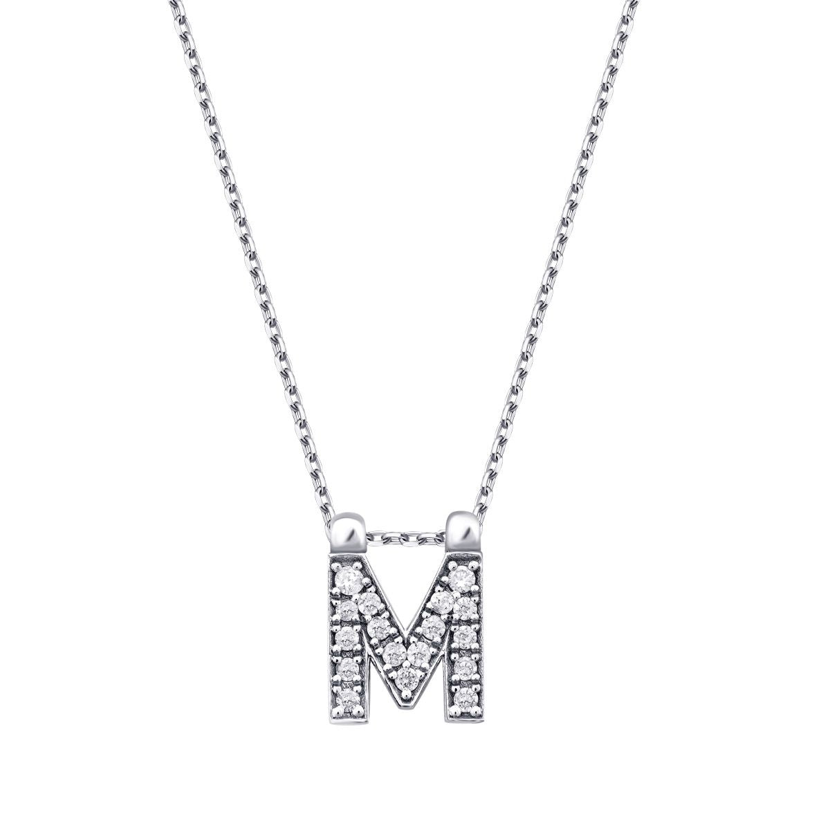 0.08 Carat Diamond M Letter Necklace
