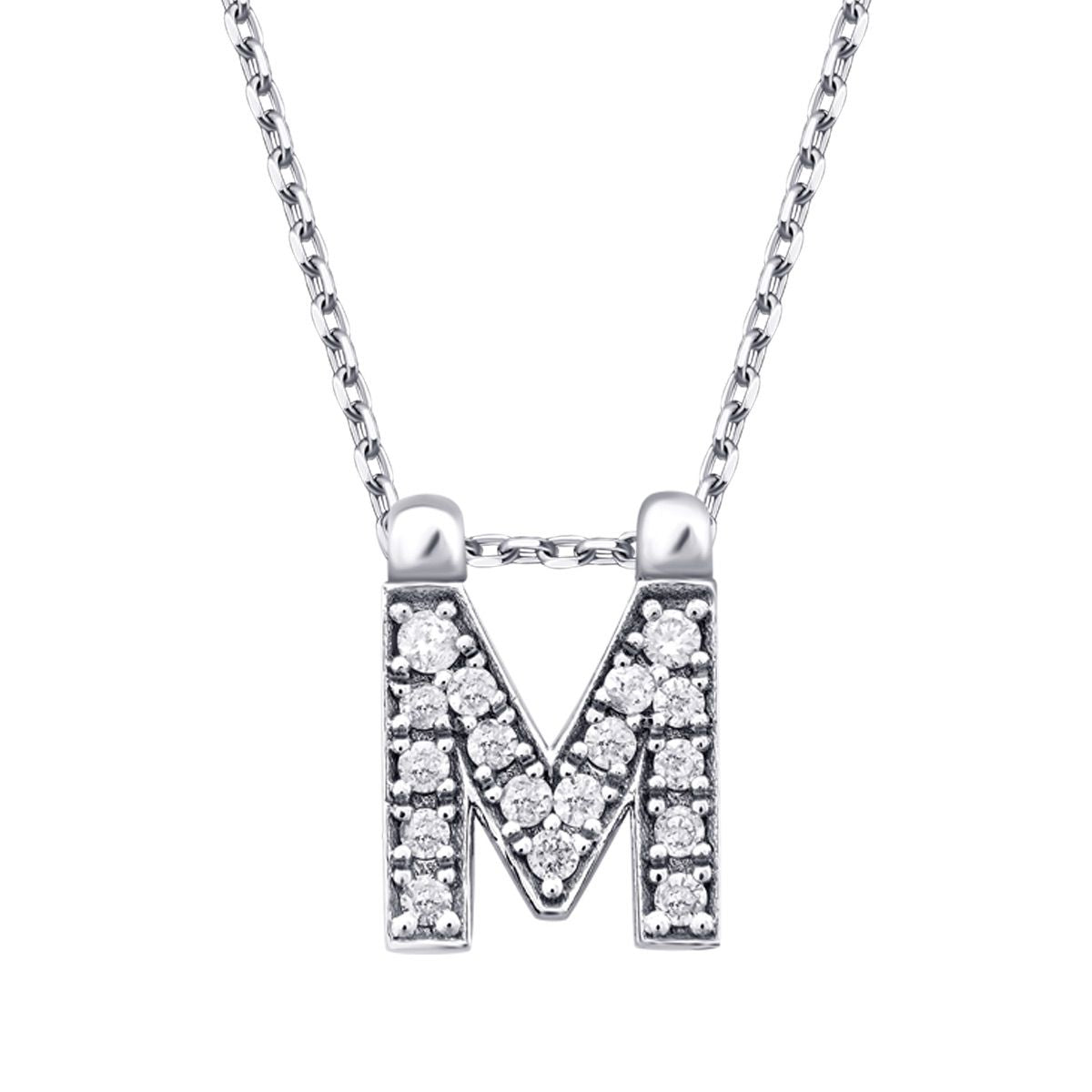0.08 Carat Diamond M Letter Necklace