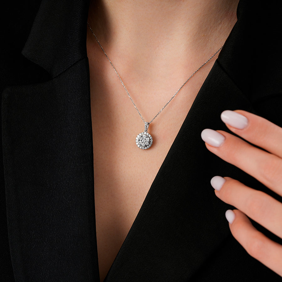 0.63 Carat Diamond Round Stone Trend Necklace