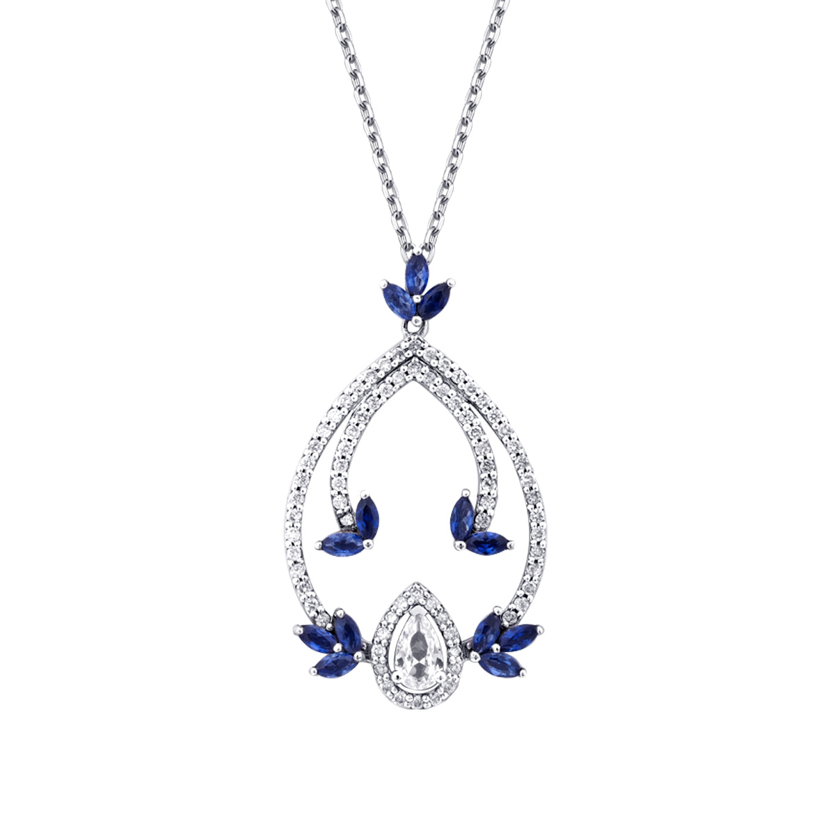 1.04 Carat Diamond Sapphire Necklace