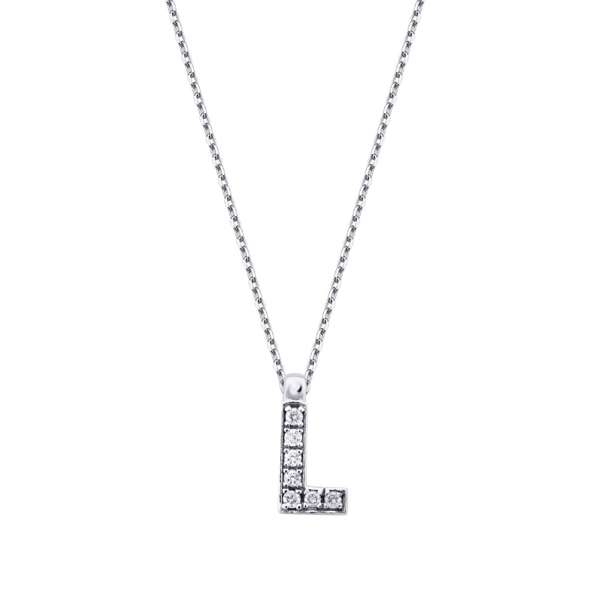 0.05 Carat Diamond L Letter Necklace