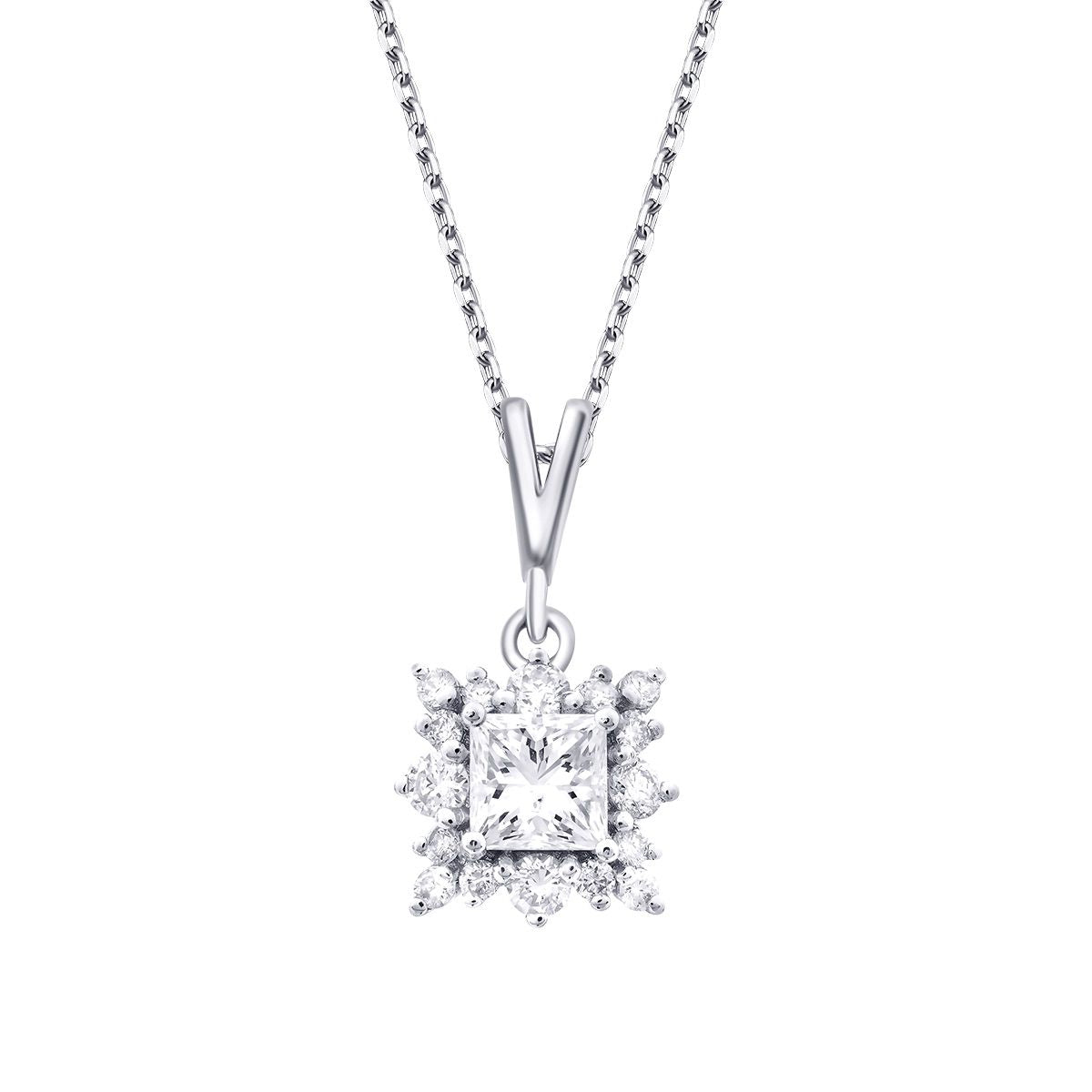 0.48 Carat Diamond Square Necklace