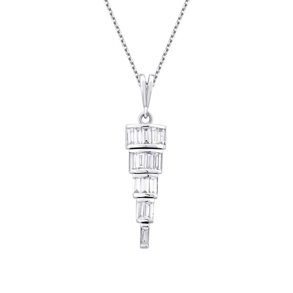 0.32 Carat Diamond Baguette Stone Dangle Necklace