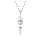 0.32 Carat Diamond Baguette Stone Dangle Necklace