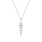 0.32 Carat Diamond Baguette Stone Dangle Necklace