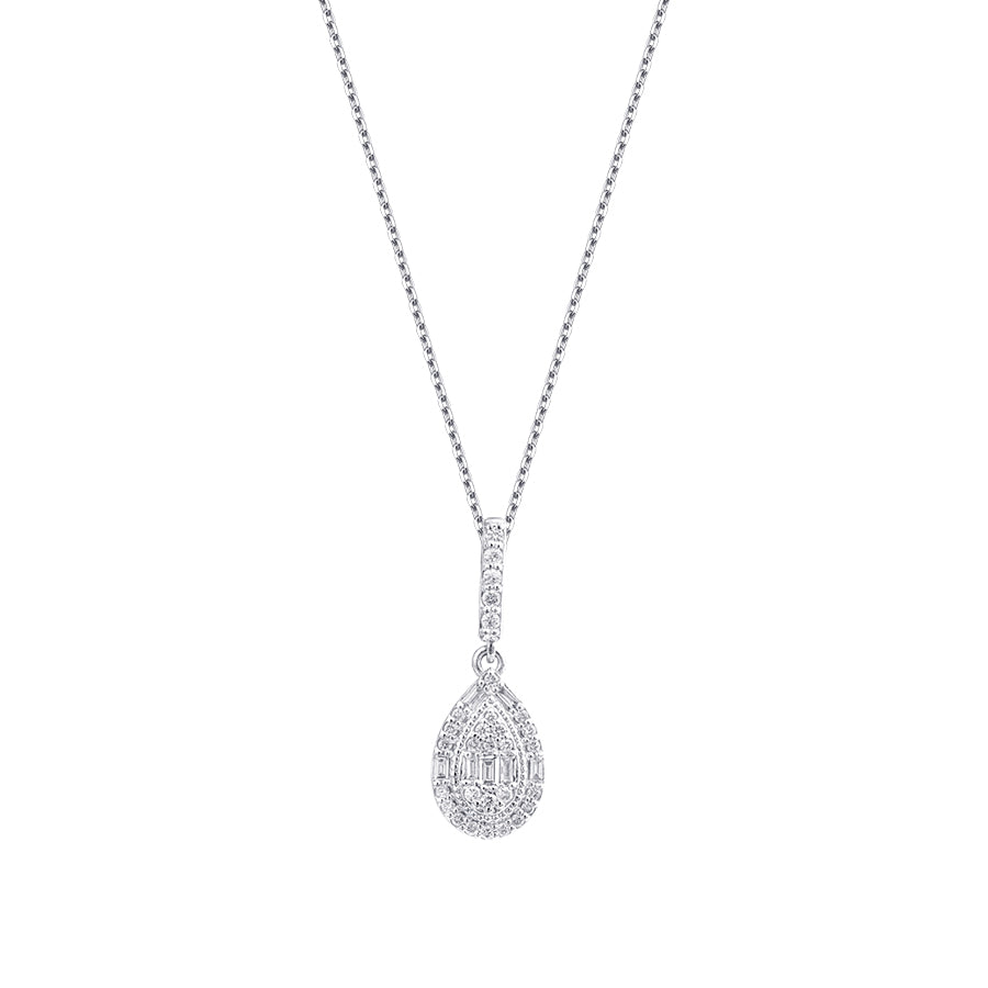 0.39 Carat Diamond Baguette Pear Necklace