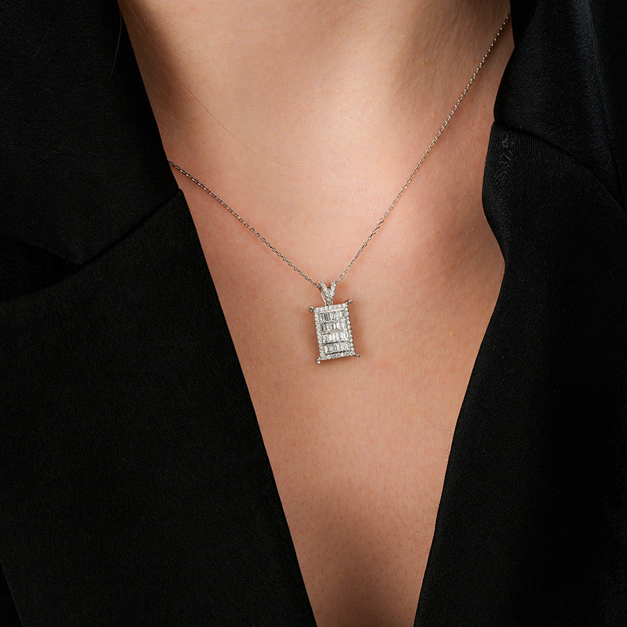 0.49 Carat Diamond Baguette Necklace
