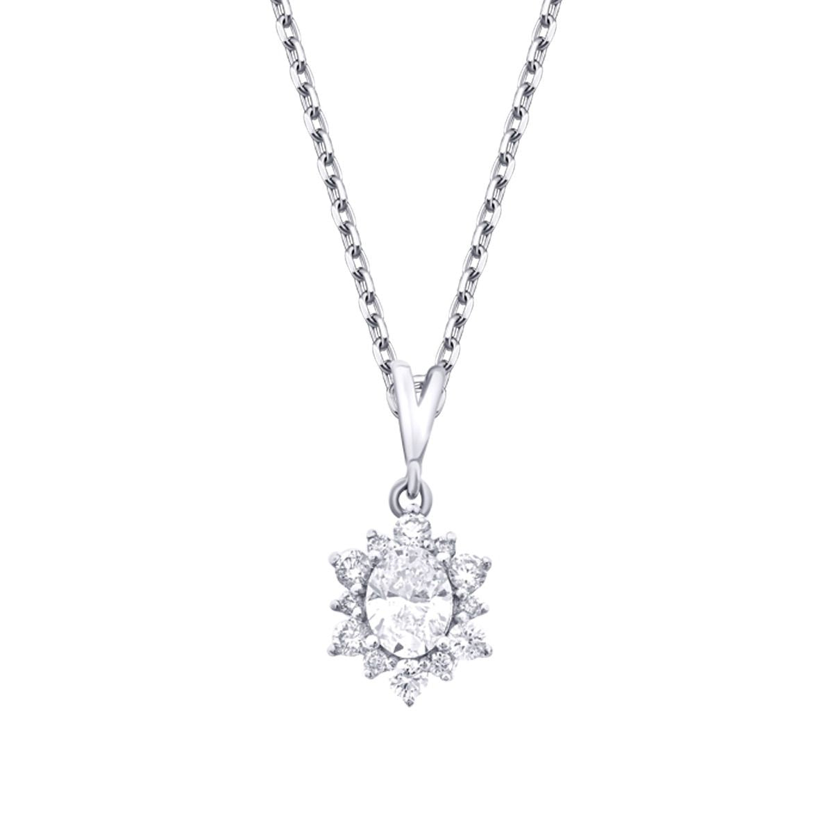 0.44 Carat Diamond Oval Necklace