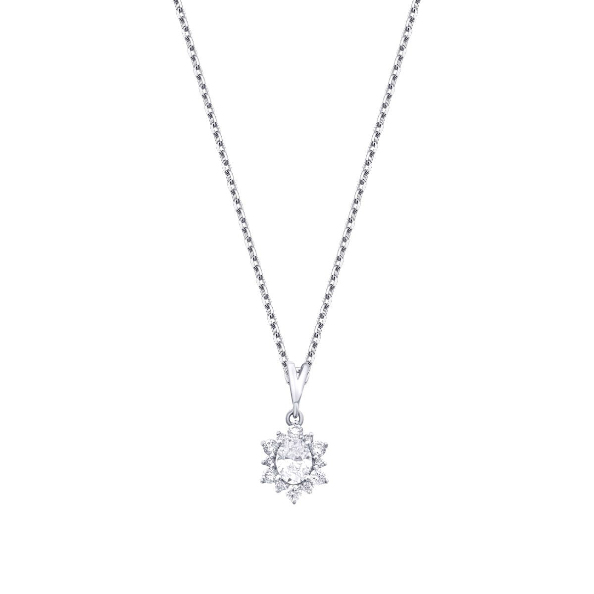 0.44 Carat Diamond Oval Necklace