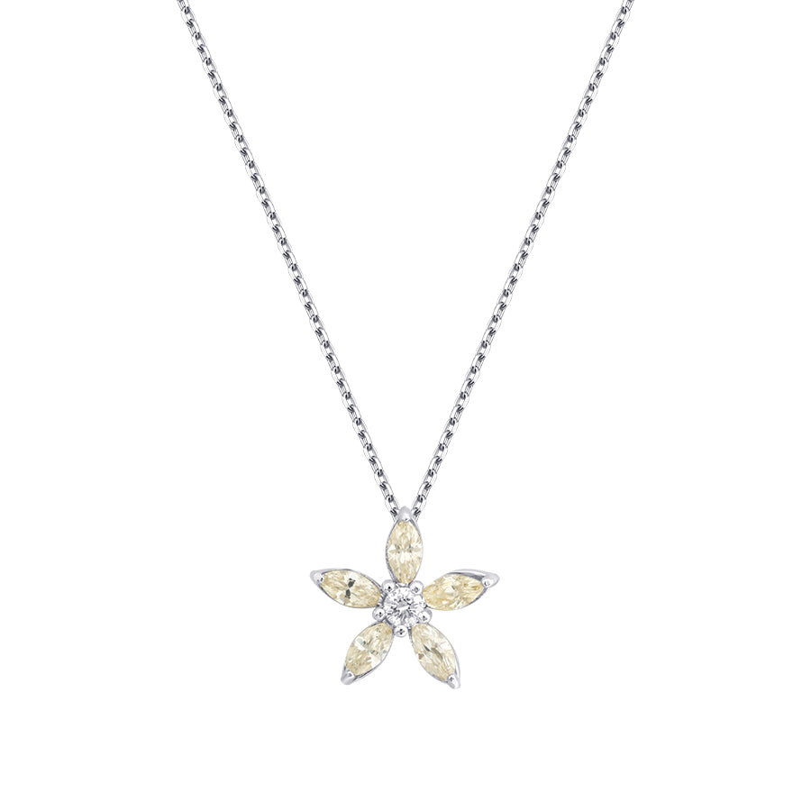 0.65 Carat Diamond Marquise Fancy Flower Necklace