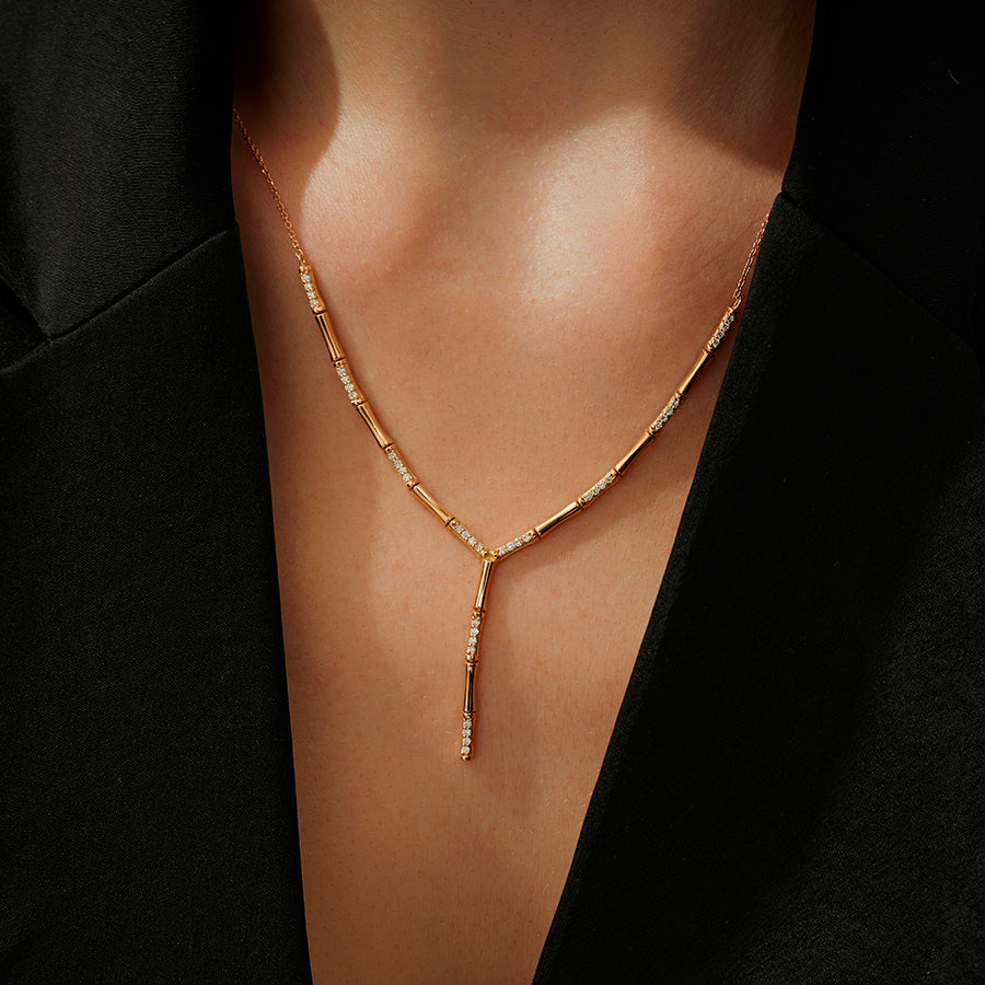0.37 Carat Diamond Long Dangle Stone Trend Necklace