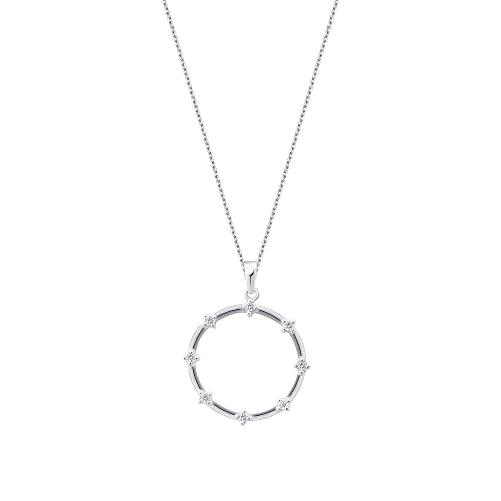 0.12 Carat Diamond Stone Round Necklace
