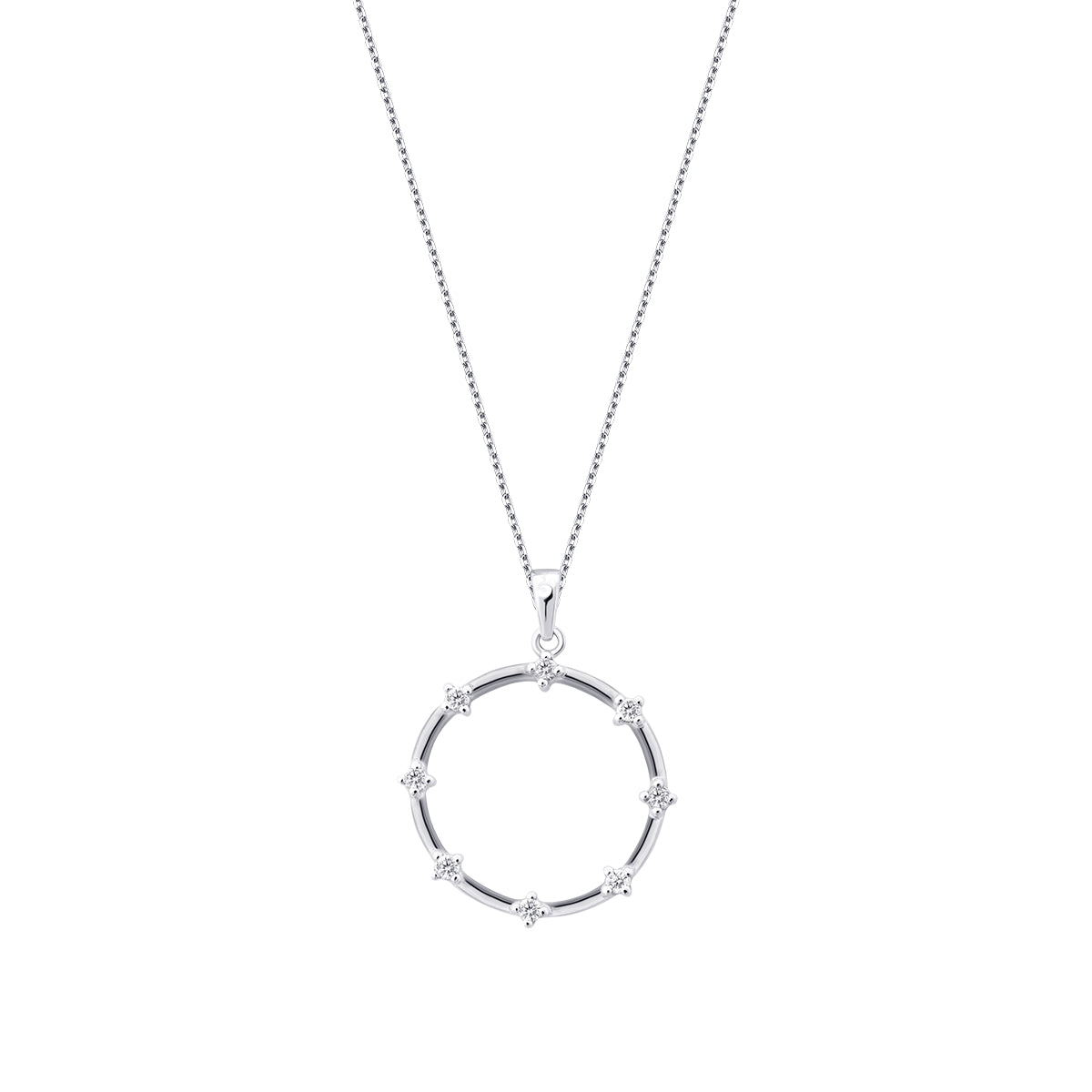 0.12 Carat Diamond Stone Round Necklace