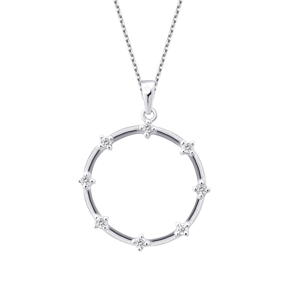 0.12 Carat Diamond Stone Round Necklace