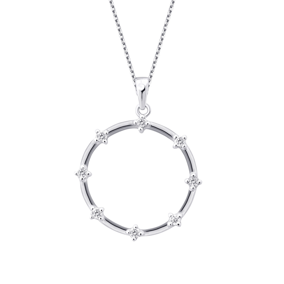 0.12 Carat Diamond Stone Round Necklace