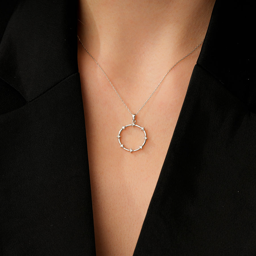 0.12 Carat Diamond Stone Round Necklace