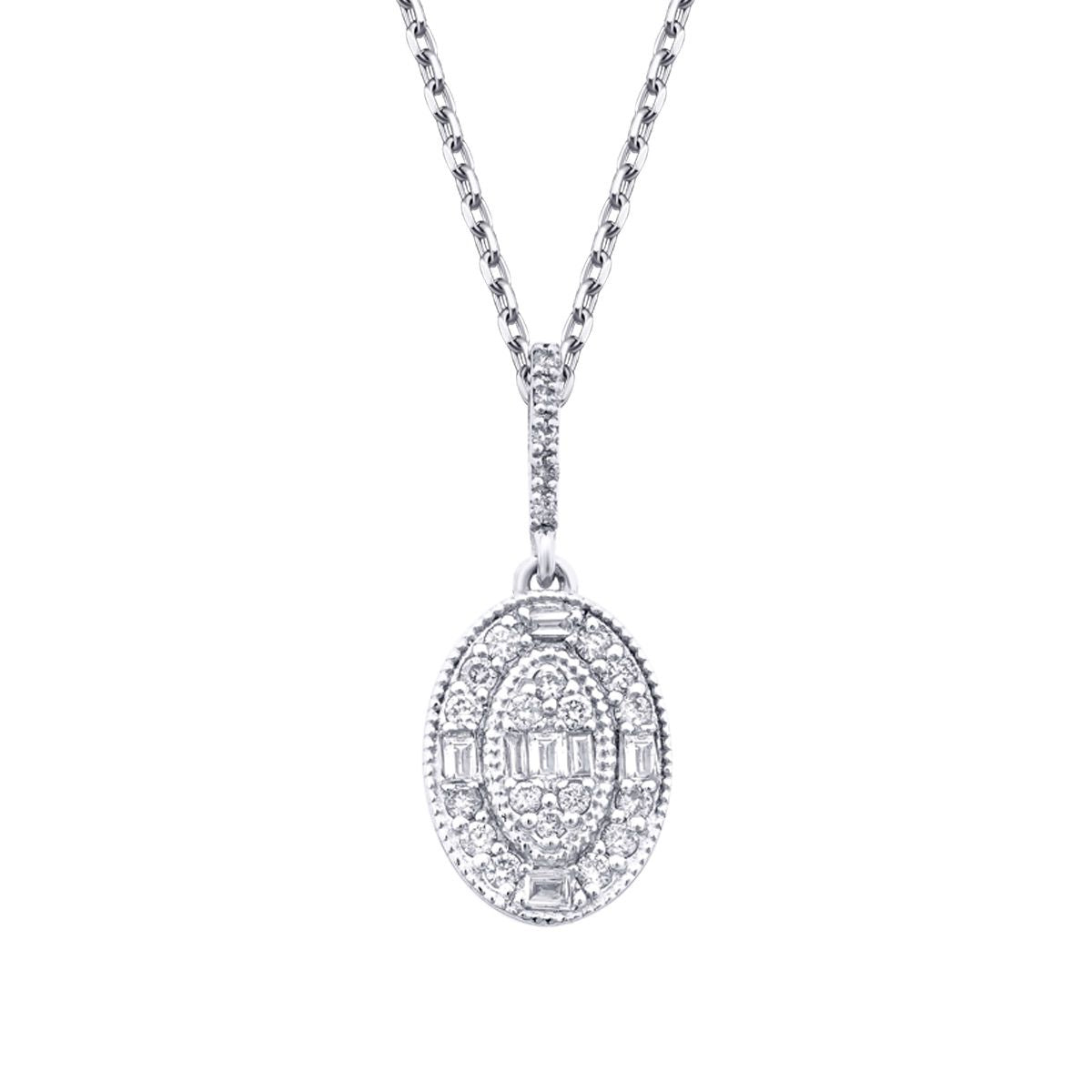 0.21 Carat Diamond Baguette Necklace