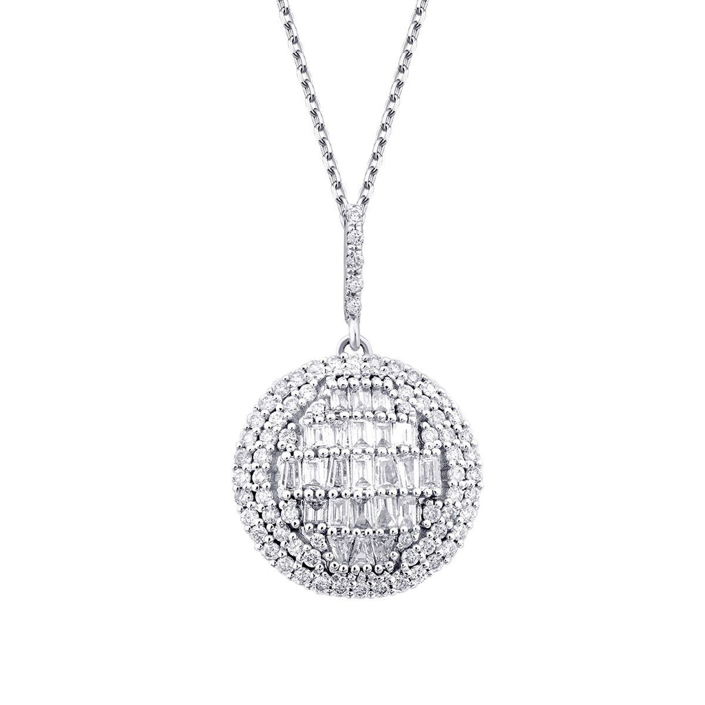 0.51 Carat Diamond Baguette Stone Round Necklace