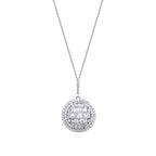 0.51 Carat Diamond Baguette Stone Round Necklace