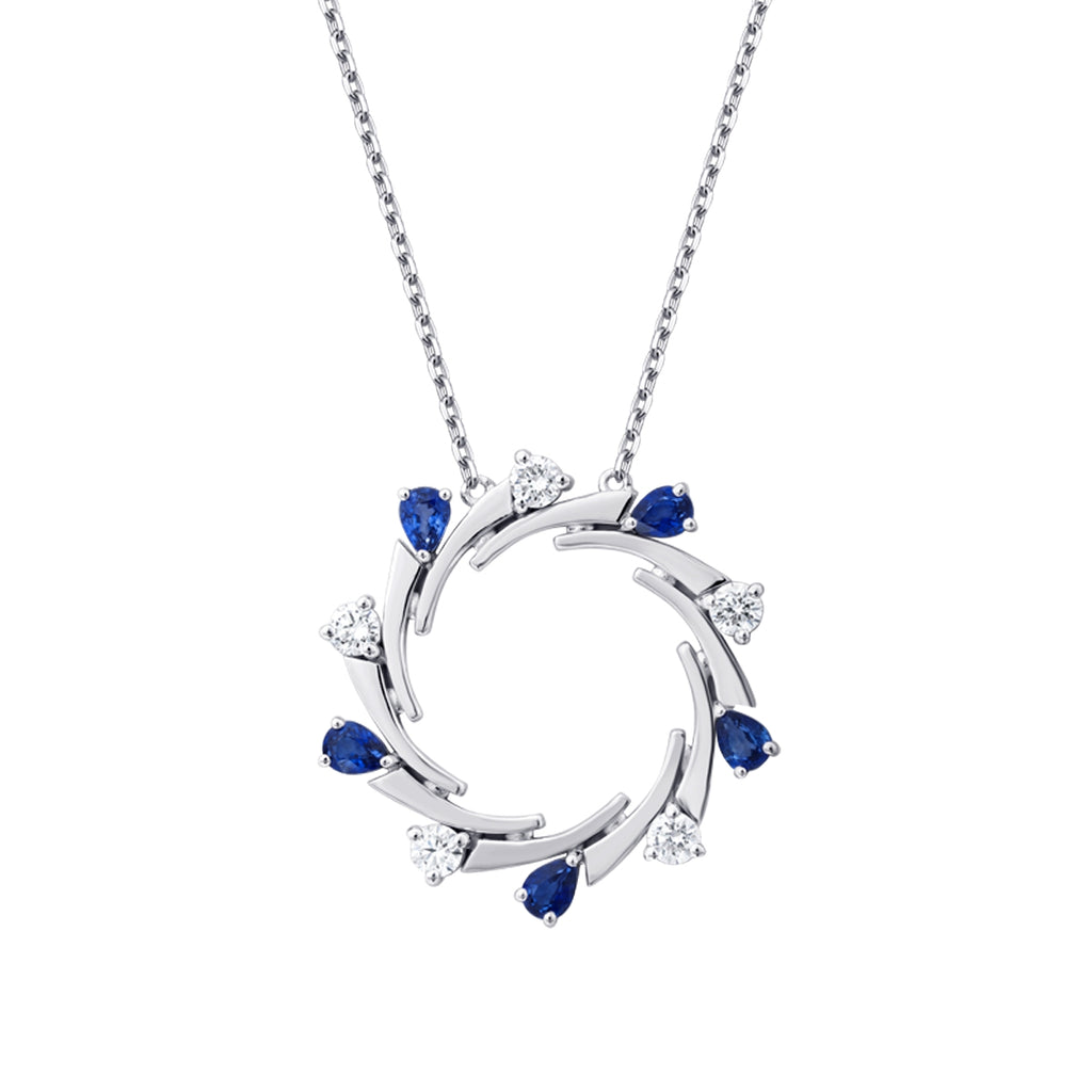 1.45 Carat Diamond Sapphire Necklace