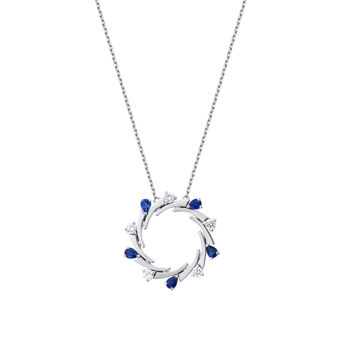 1.45 Carat Diamond Sapphire Necklace