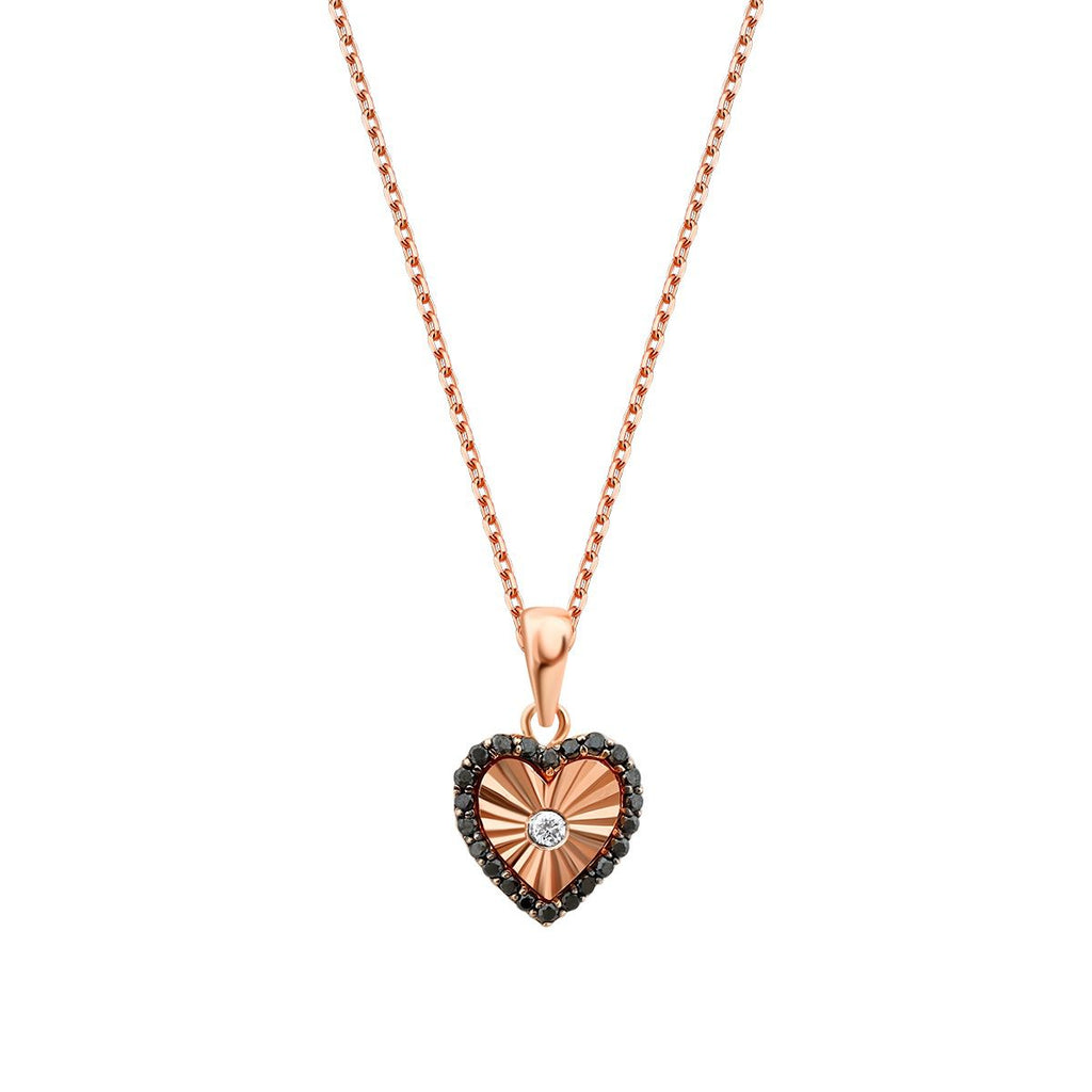 0.13 Carat Diamond Black Stone Heart Necklace