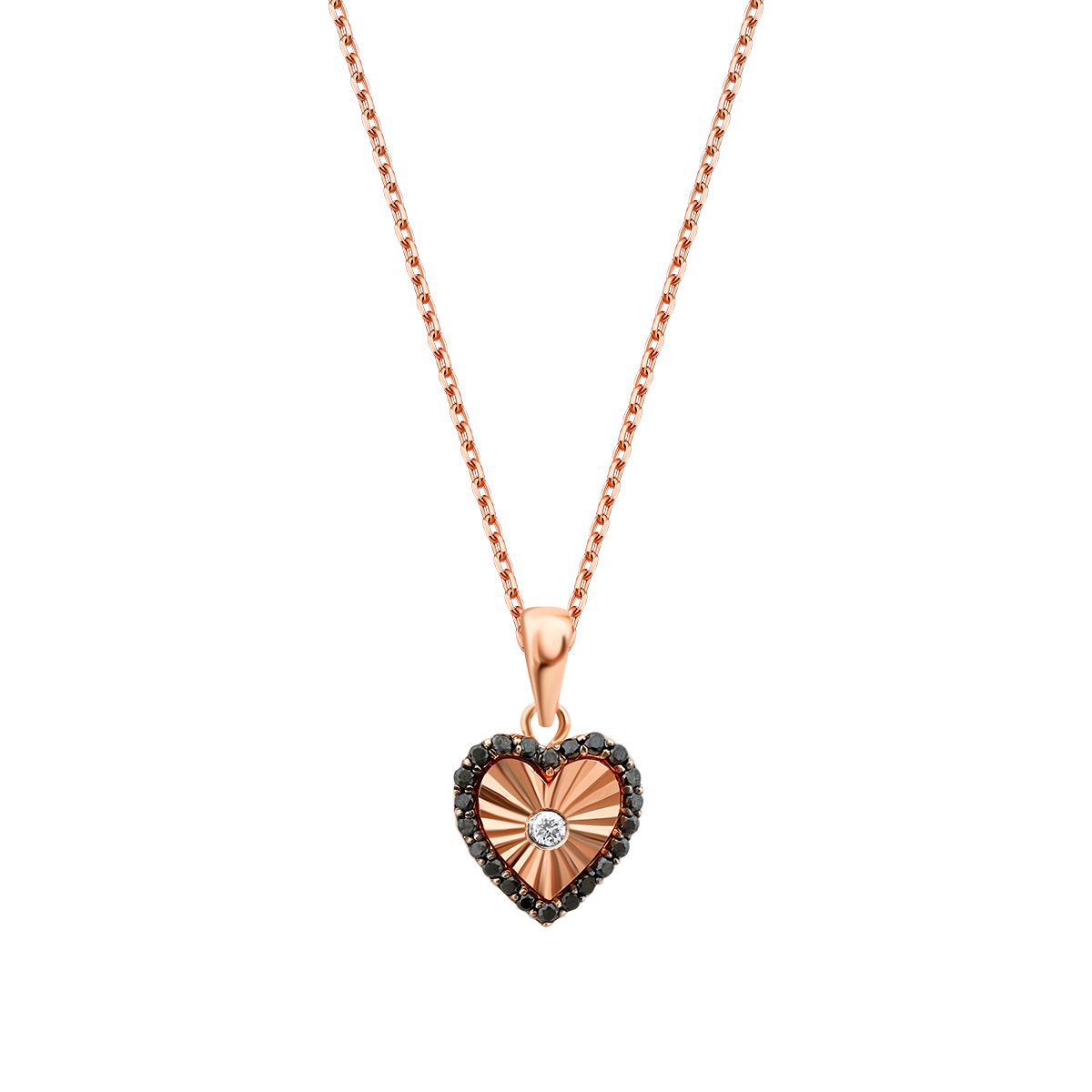 0.13 Carat Diamond Black Stone Heart Necklace