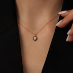 0.13 Carat Diamond Black Stone Heart Necklace