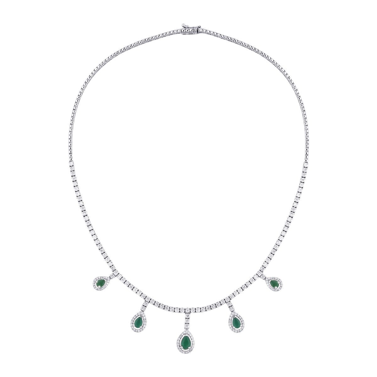 5.80 Carat Diamond Pear Emerald Necklace