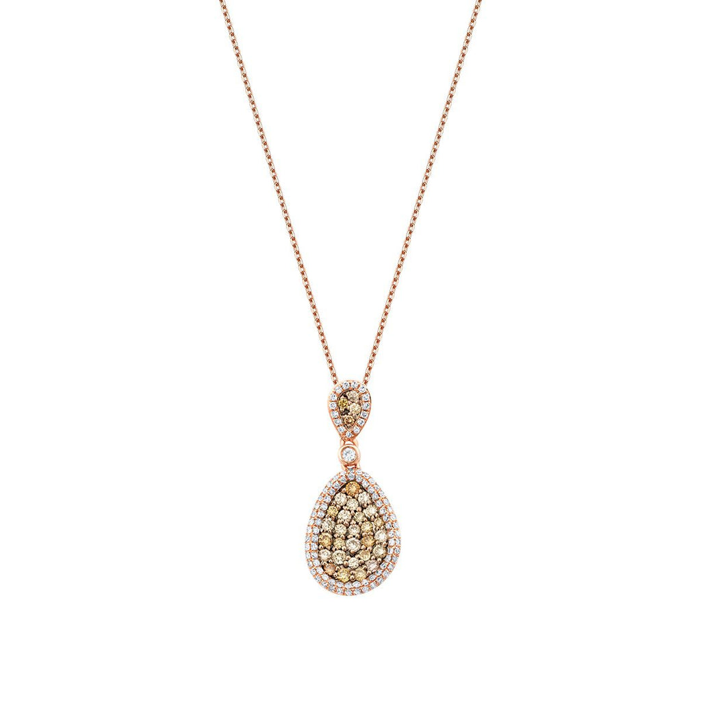 0.74 Carat Diamond Round Stone Pear Necklace