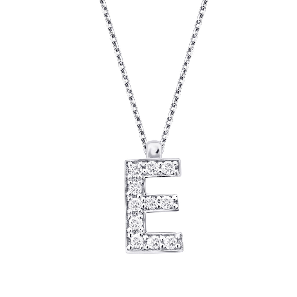 0.07 Carat Diamond E Letter Necklace