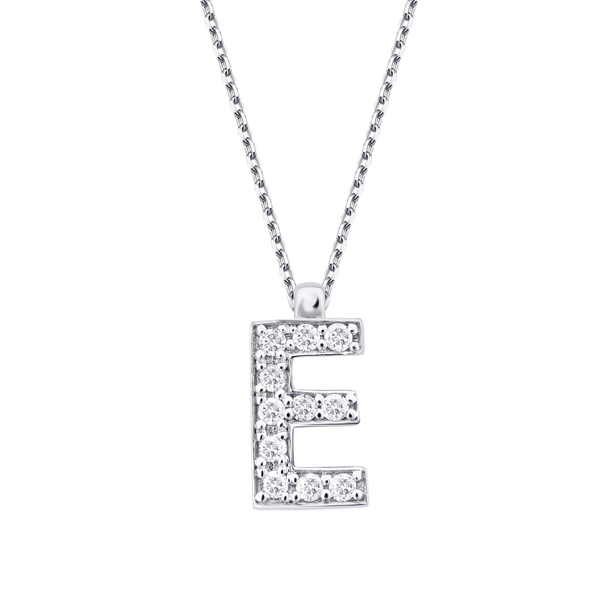 0.07 Carat Diamond E Letter Necklace