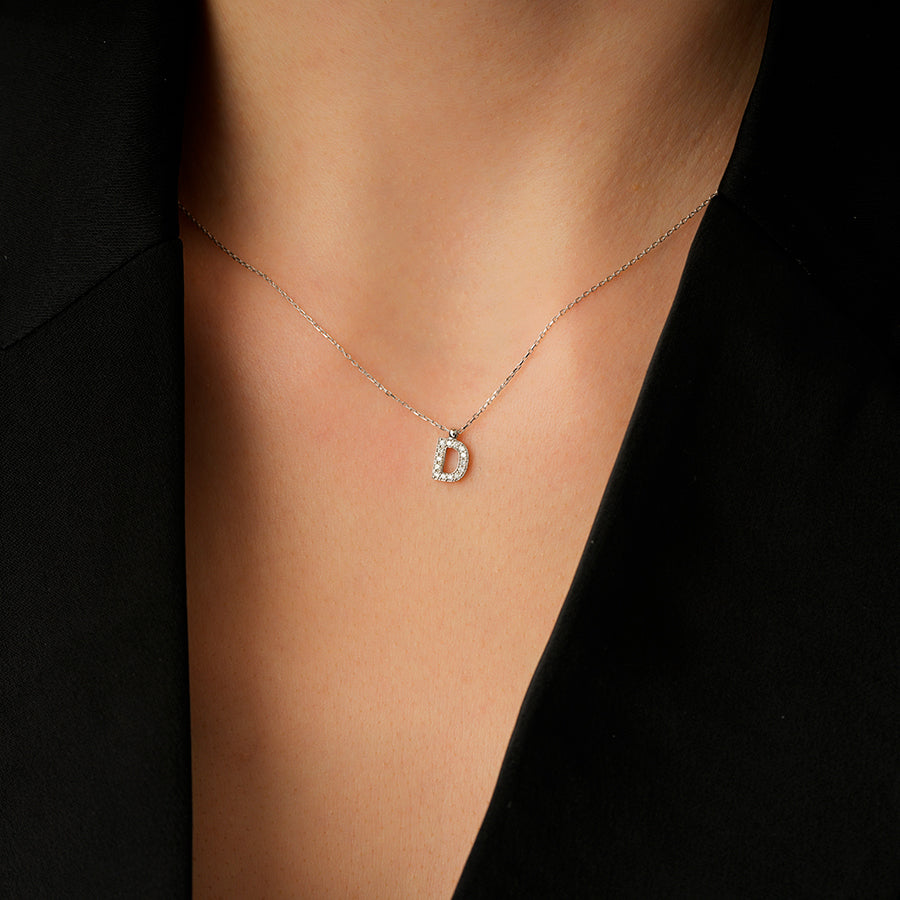 0.08 Carat Diamond D Letter Necklace