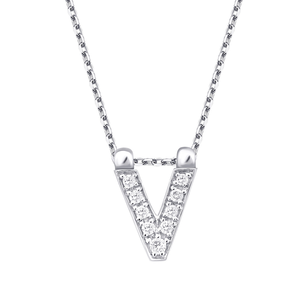 0.04 Carat Diamond V Letter Necklace