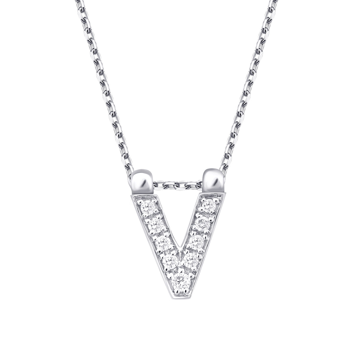0.04 Carat Diamond V Letter Necklace