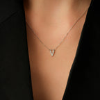 0.04 Carat Diamond V Letter Necklace