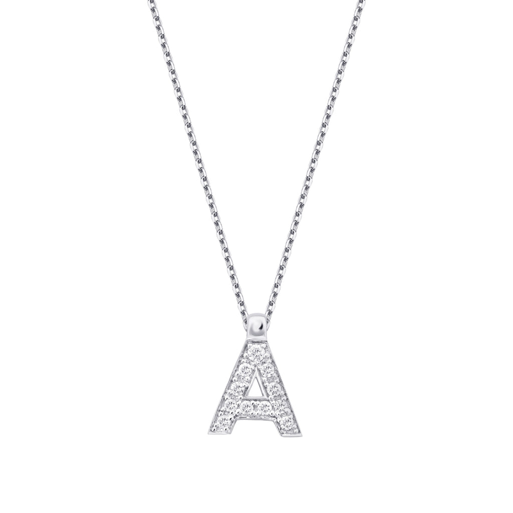 0.07 Carat Diamond A Letter Necklace