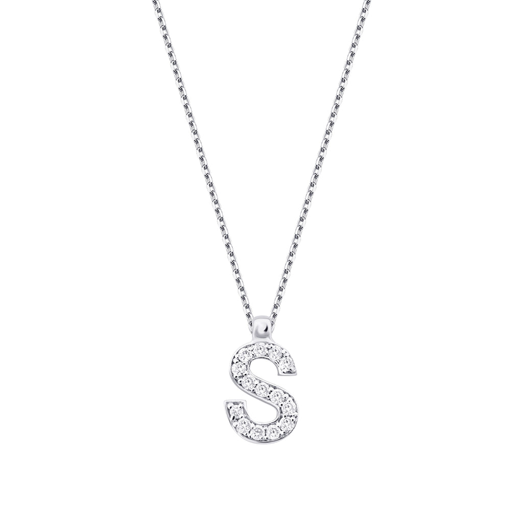 0.08 Carat Diamond S Letter Necklace