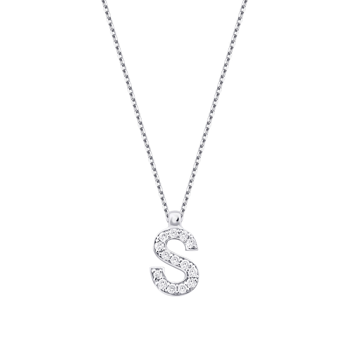 0.08 Carat Diamond S Letter Necklace
