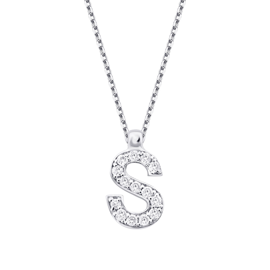 0.08 Carat Diamond S Letter Necklace