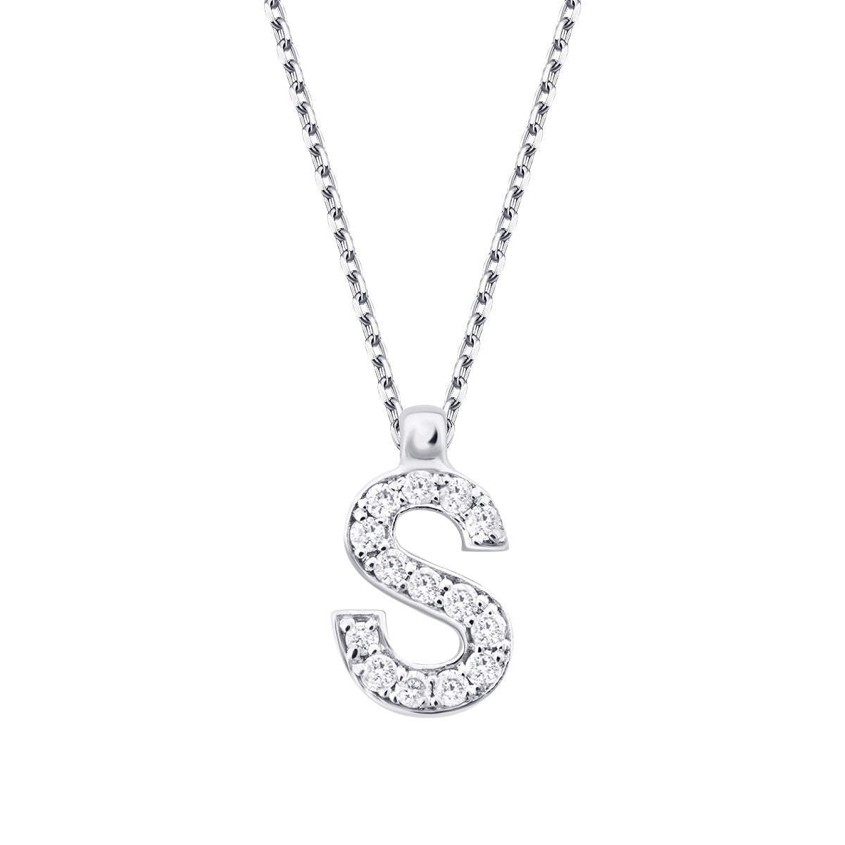 0.08 Carat Diamond S Letter Necklace