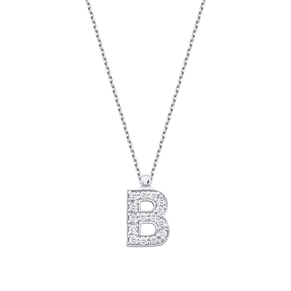 0.08 Carat Diamond B Letter Necklace