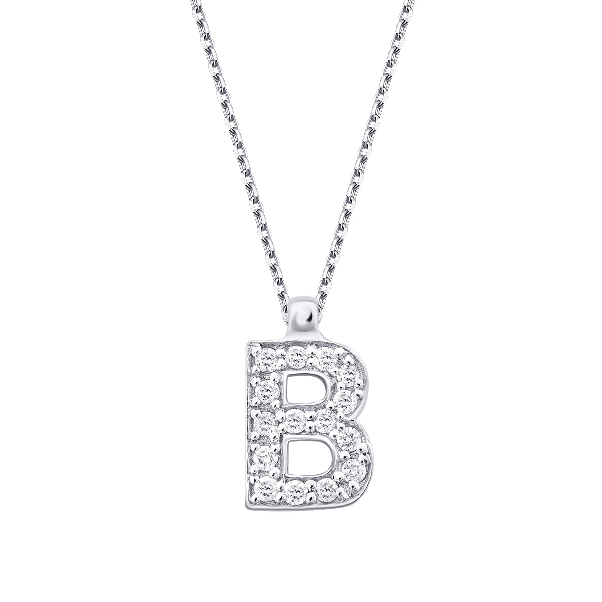 0.08 Carat Diamond B Letter Necklace