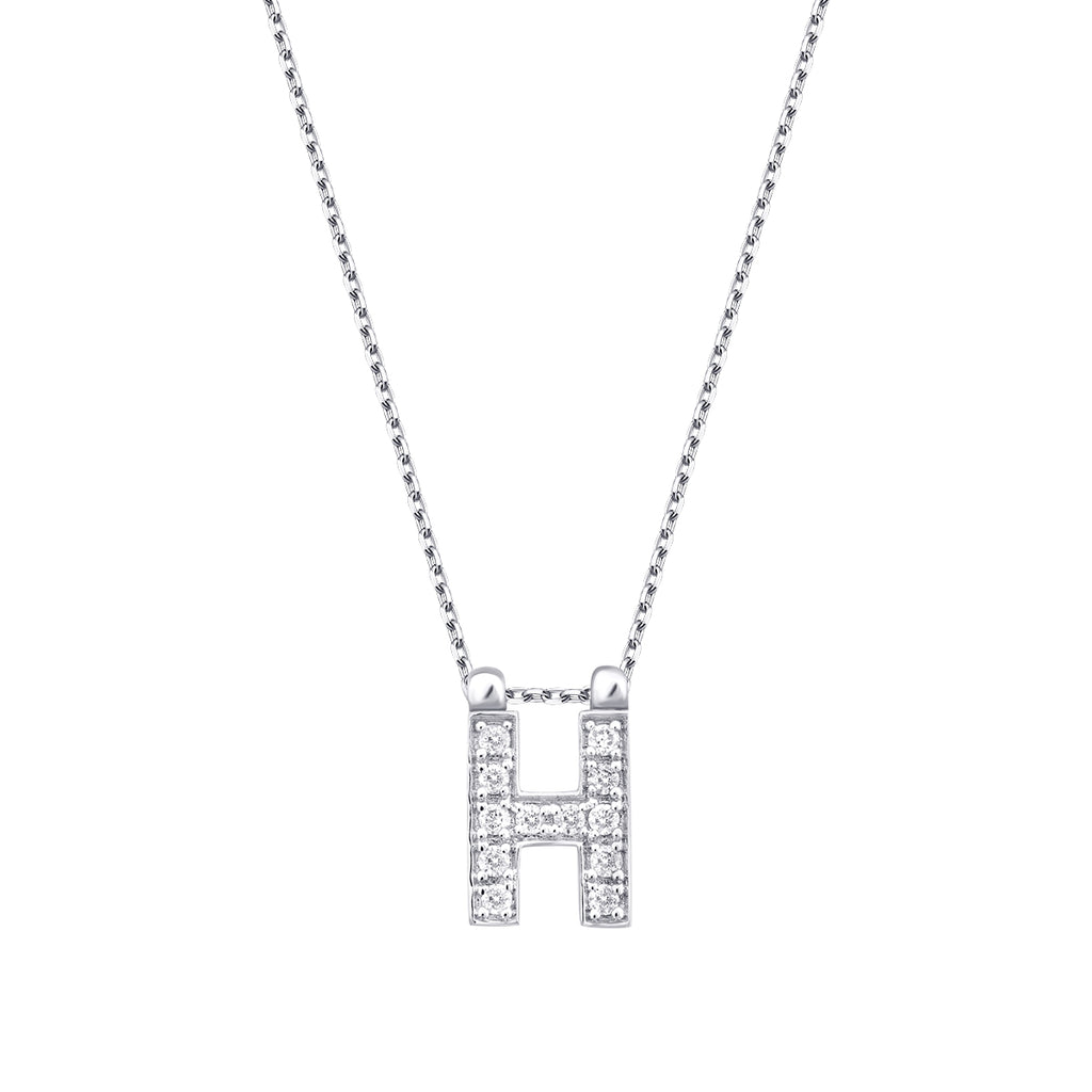 0.06 Carat Diamond H Letter Necklace