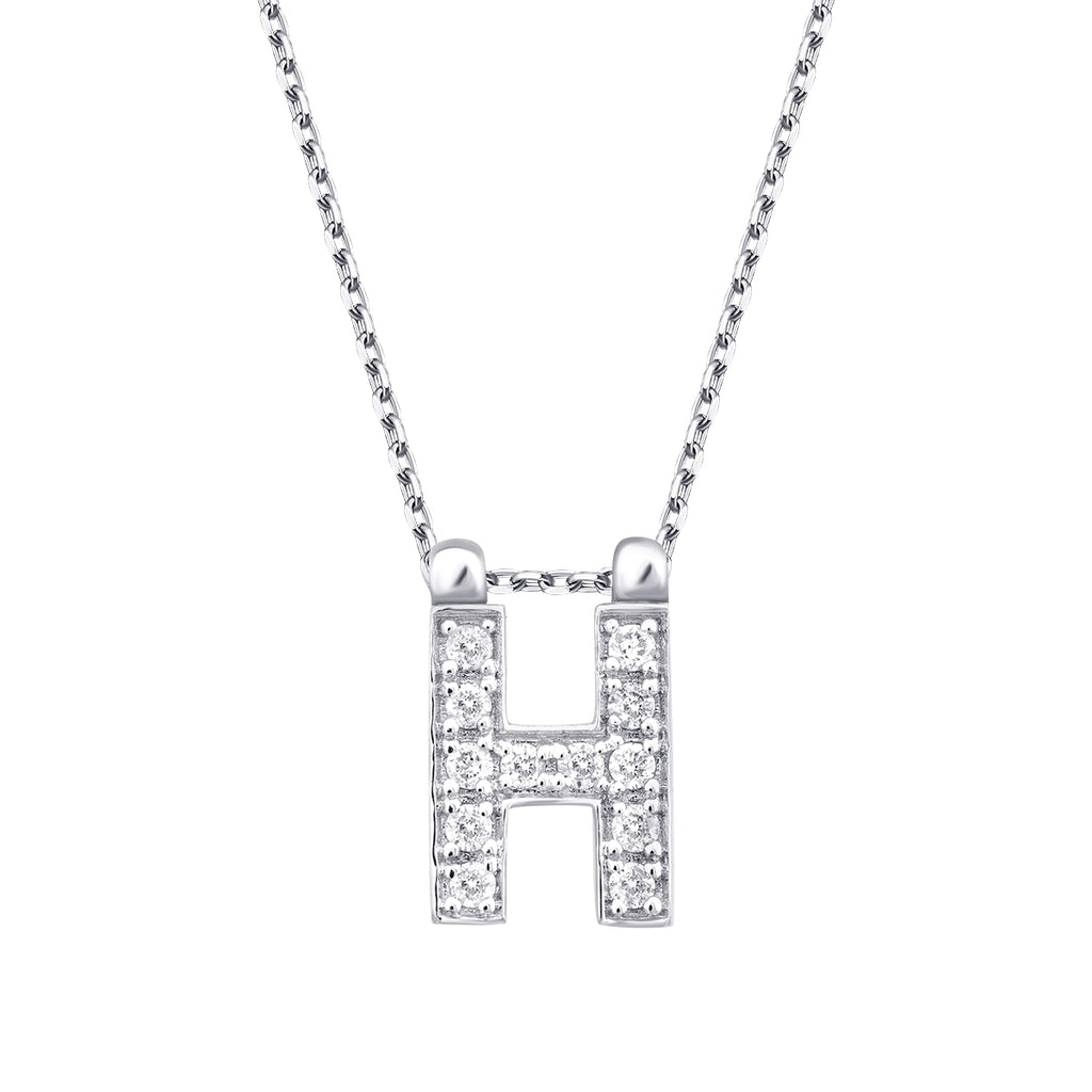 0.06 Carat Diamond H Letter Necklace