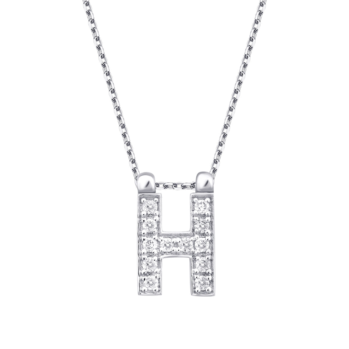0.06 Carat Diamond H Letter Necklace