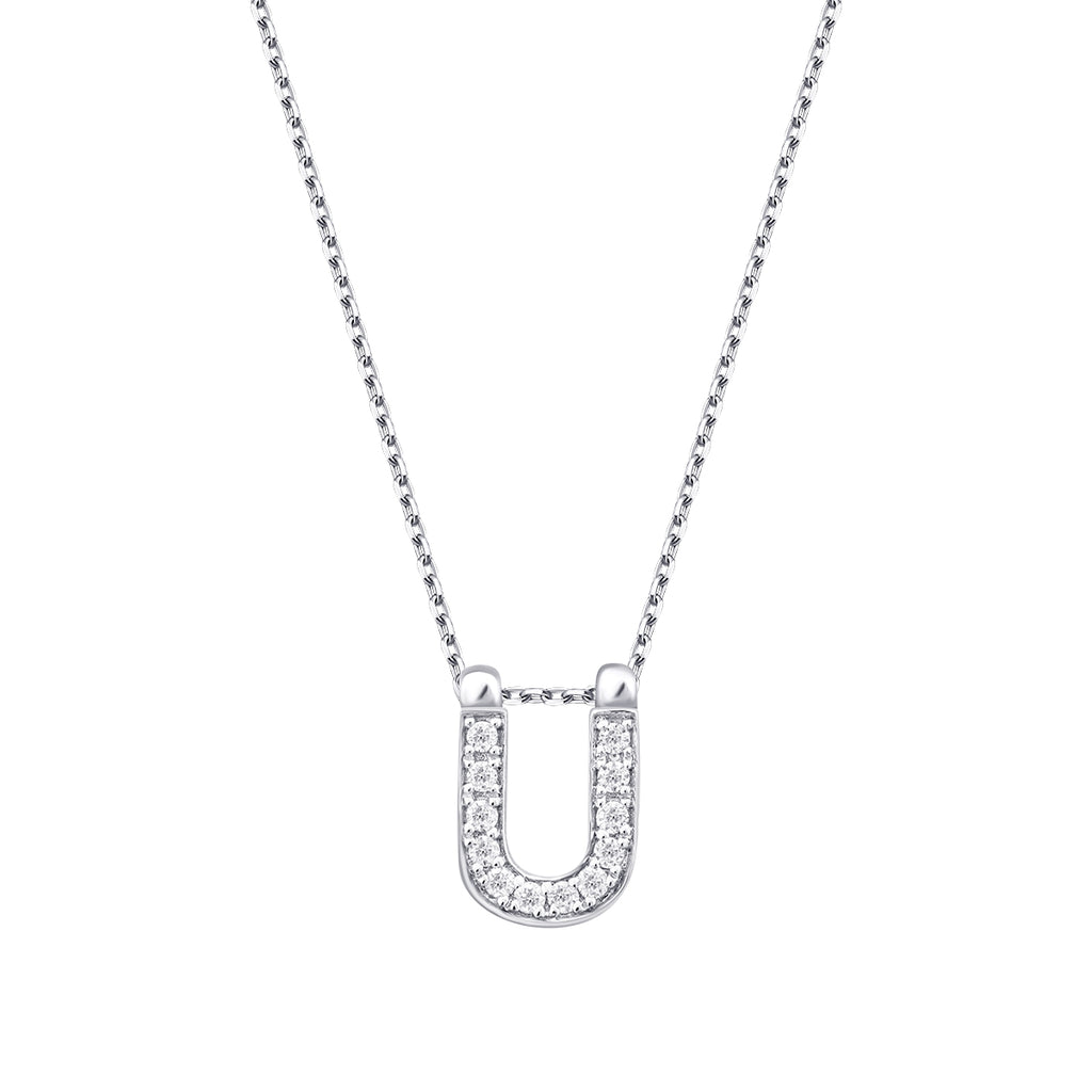 0.06 Carat Diamond U Letter Necklace