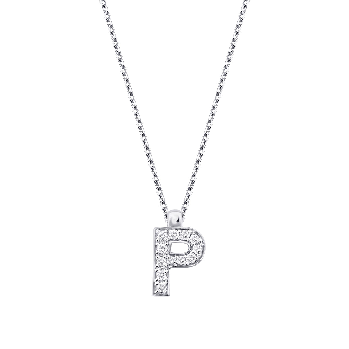 0.06 Carat Diamond P Letter Necklace