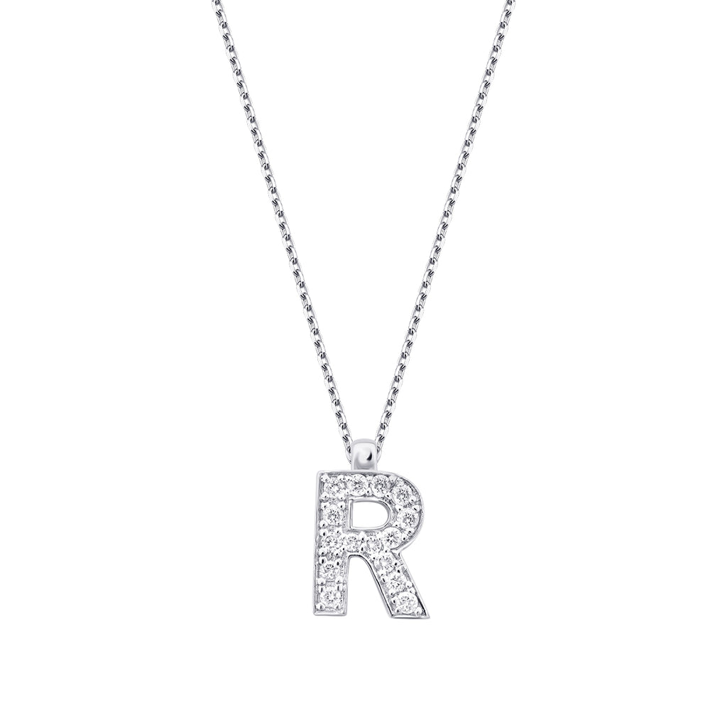 0.08 Carat Diamond R Letter Necklace